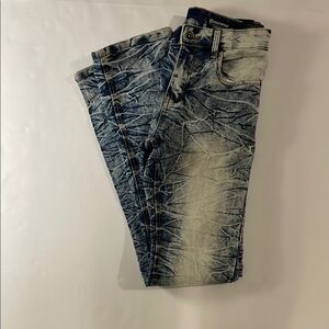 South Pole Distressed Blue and White Skinny Stacked Jeans Waist